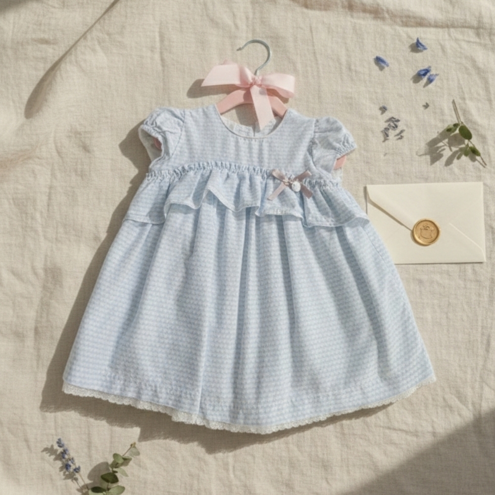 Elegant Light Blue Kids Dress with Ruffles